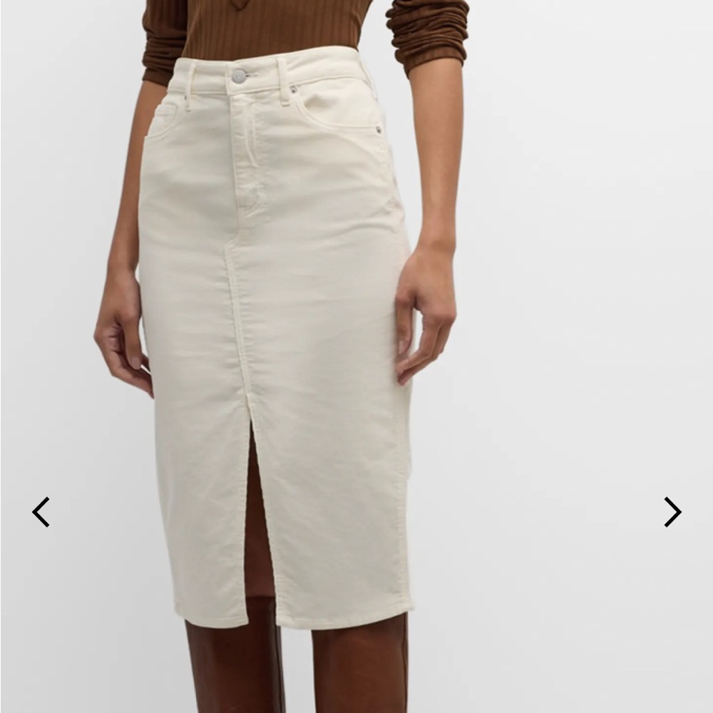 Veronica Beard Jeans Off White Stretch Thin Wale Corduroy Skirt